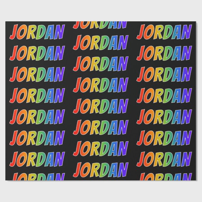 Papel De Regalo Nombre "JORDANIA" del arco iris; Diversión y (Superficie plana)