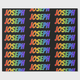 Papel De Regalo Nombre "JOSEPH" Arcoíris Primero; Divertido y Colo
