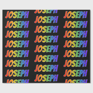 Papel De Regalo Nombre "JOSEPH" Arcoíris Primero; Divertido y Colo