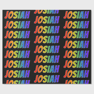 Papel De Regalo Nombre "JOSIAH" de arcoíris; Divertido y Colorido
