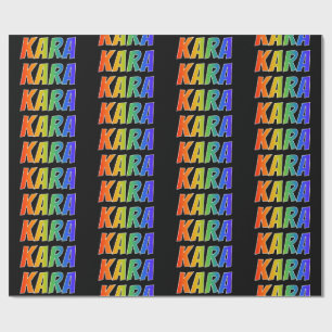 Papel De Regalo Nombre "KARA" de arcoíris; Divertido y Colorido