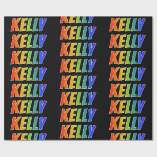 Papel De Regalo Nombre "KELLY" del arco iris; Diversión y colorid