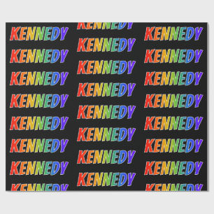 Papel De Regalo Nombre KENNEDY con arcoíris; Divertido y Colorido