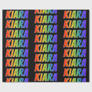 Papel De Regalo Nombre "KIARA" Arcoíris; Divertido y Colorido