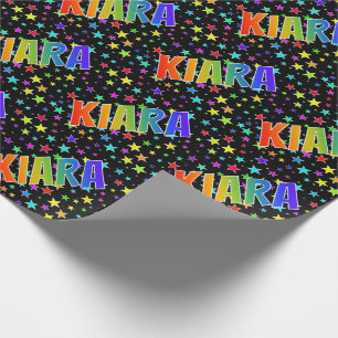 Papel De Regalo Nombre "KIARA" Arcoíris + Estrellas
