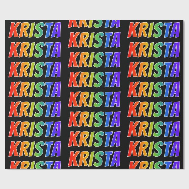 Papel De Regalo Nombre "KRISTA" del arco iris; Diversión y (Superficie plana)