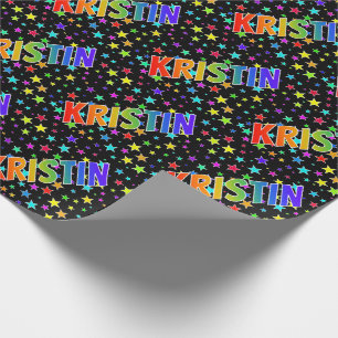 Papel De Regalo Nombre KRISTIN con arcoíris y estrellas