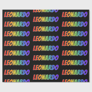 Papel De Regalo Nombre "Leonardo" del arco iris; Diversión y