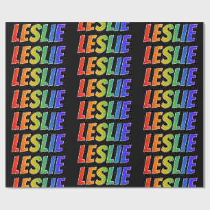 Papel De Regalo Nombre Leslie de arcoíris "LESLIE"; Divertido y Co