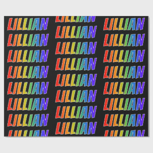 Papel De Regalo Nombre "LILLIAN" de arcoíris; Divertido y Colorido