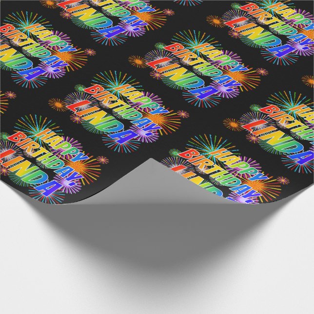 Papel De Regalo Nombre "LINDA", Divertido "FELIZ CUMPLEAÑOS" (Esquina)