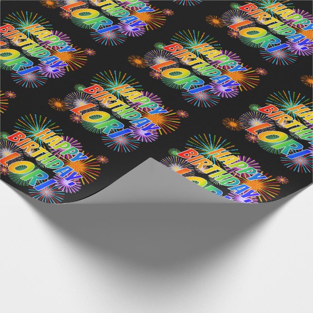 Papel De Regalo Nombre "LORI", divertido "CUMPLEAÑOS FELIZ" (Esquina)