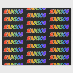 Papel De Regalo Nombre MADISON de arcoíris; Divertido y Colorido