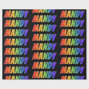Papel De Regalo Nombre "MANDY" del arco iris; Diversión y colorido