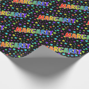 Papel De Regalo Nombre MARGARET con Arcoíris + Estrellas