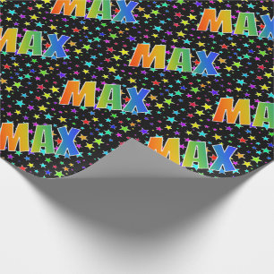 Papel De Regalo Nombre MAX de arcoíris + Estrellas