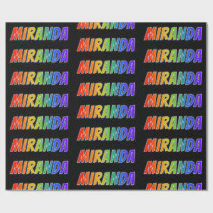 Papel De Regalo Nombre "MIRANDA" Arcoíris; Divertido y Colorido