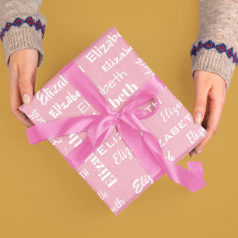 Papel De Regalo Nombre Monograma inicial Regalo personalizado rosa