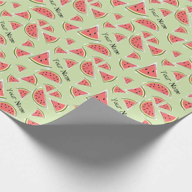 Papel De Regalo Nombre múltiple verde de la sandía (Esquina)