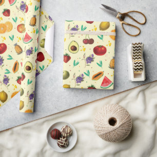 Papel De Regalo Nombre Personal Frutas Tropicales Y Verduras