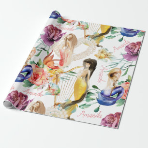 Papel De Regalo Nombre Personalizado Amante de la Sirena Bonito