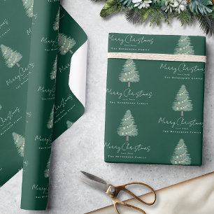 Papel De Regalo Nombre personalizado Árbol de Navidad moderno acua