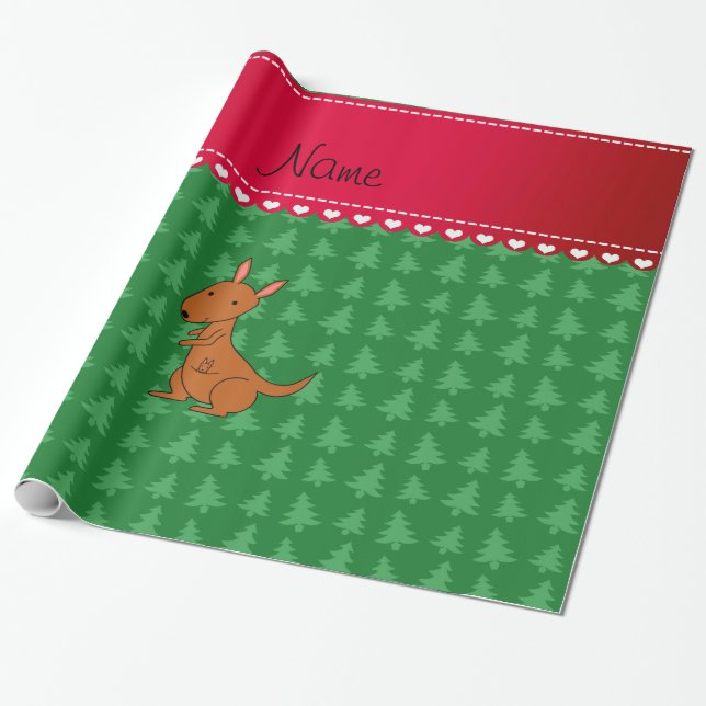 Papel De Regalo Nombre personalizado árboles de navidad verde cang (Desenrollado)