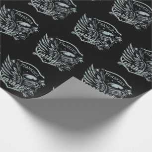 Papel De Regalo NOMBRE Personalizado Biker Skull Wings Motorcycle 