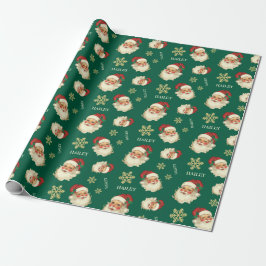 Papel De Regalo Nombre personalizado Cara de Papá Noel Navidad Reg
