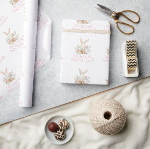 Papel De Regalo Nombre personalizado Conejo conejo conejo Baby Sho