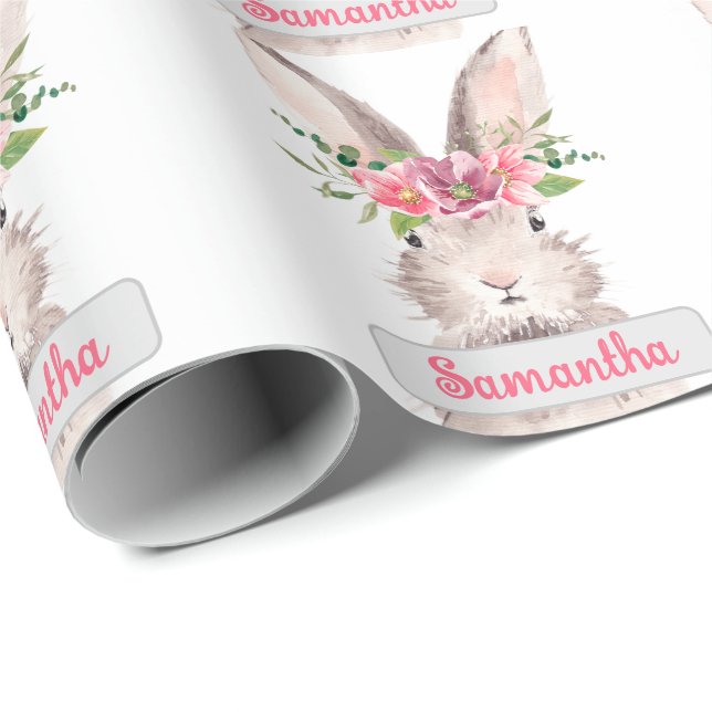 Papel De Regalo Nombre personalizado Conejo conejo conejo conejo C (Esquina del rollo)