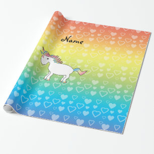Papel De Regalo Nombre personalizado corazones de arco iris de uni