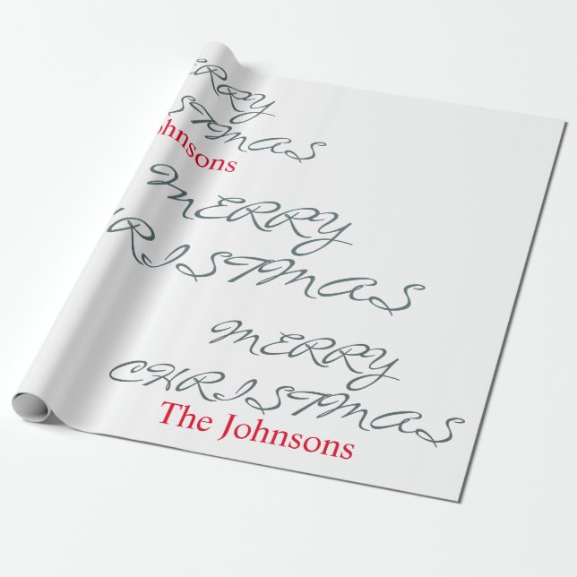 Papel De Regalo NOMBRE PERSONALIZADO DE bonito SCRIPT MERRY CHRIST (Desenrollado)