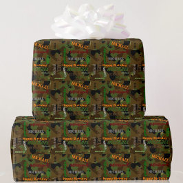 Papel De Regalo NOMBRE personalizado de Camo Regalo de cumpleaños 