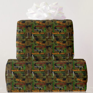 Papel De Regalo NOMBRE personalizado de Camo Regalo de cumpleaños