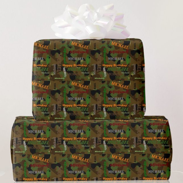 Papel De Regalo NOMBRE personalizado de Camo Regalo de cumpleaños  (Subido por el creador)