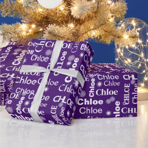Papel De Regalo Nombre personalizado de CHLOE con copos de nieve