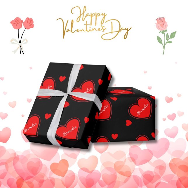Papel De Regalo Nombre personalizado de corazón rojo (Subido por el creador)