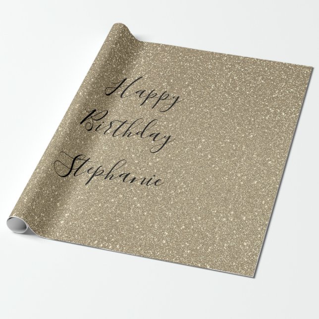 Papel De Regalo Nombre personalizado de cumpleaños feliz de oro ne (Desenrollado)