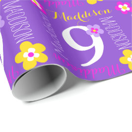 Papel De Regalo Nombre personalizado de flor Maddison 9 cumpleaños