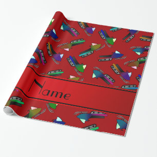 Papel De Regalo Nombre personalizado de las motos de nieve rojas