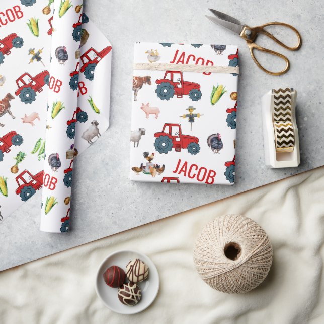 Papel De Regalo Nombre personalizado de los animales de cumpleaños (Artesanía)