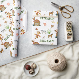 Papel De Regalo Nombre personalizado de los animales de cumpleaños