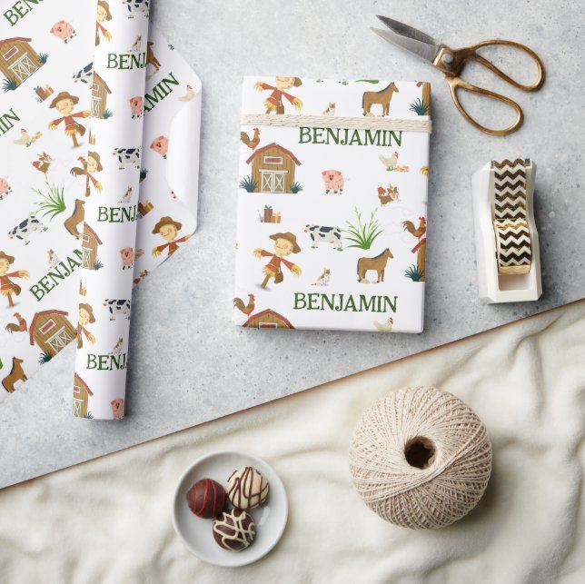 Papel De Regalo Nombre personalizado de los animales de cumpleaños (Artesanía)