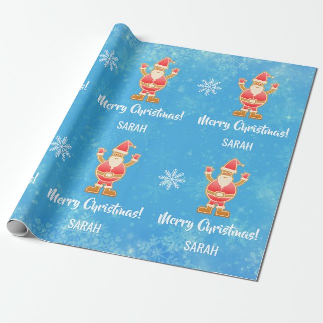 Papel De Regalo Nombre personalizado de los navidades Gingerbread  (Desenrollado)