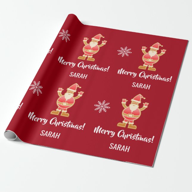 Papel De Regalo Nombre personalizado de los navidades Gingerbread  (Desenrollado)