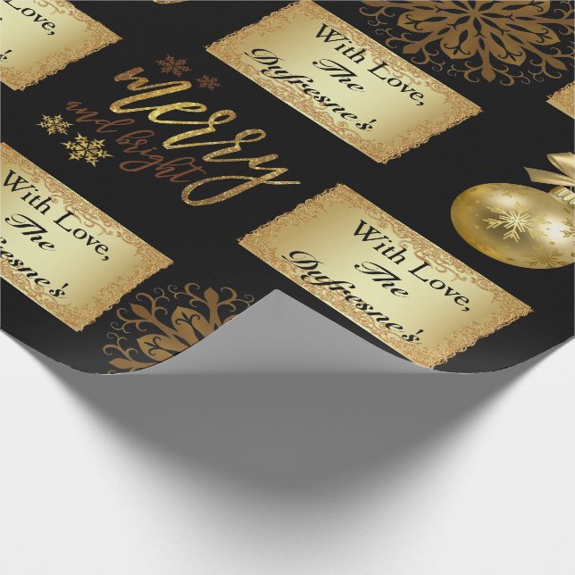 Papel De Regalo Nombre personalizado de Navidades elegantes (Esquina)