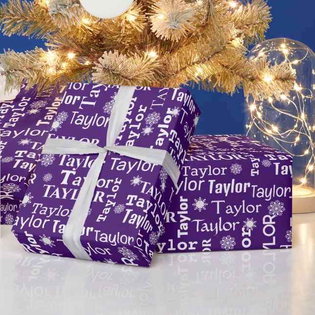 Papel De Regalo Nombre personalizado de TAYLOR con copos de nieve (Vacaciones)