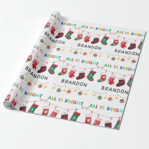 Papel De Regalo Nombre personalizado de todos los Navidades brilla