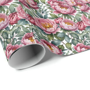 Papel De Regalo nombre personalizado de vintage peopny rosa